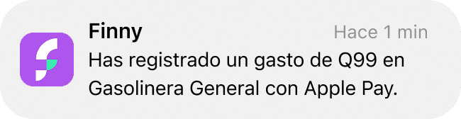 Mensaje de gasto registrado con Apple Pay