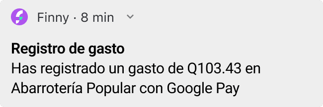 Notificación de registro de gasto con Google Pay