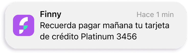 Notificación recordatorio de pago de tarjeta de crédito