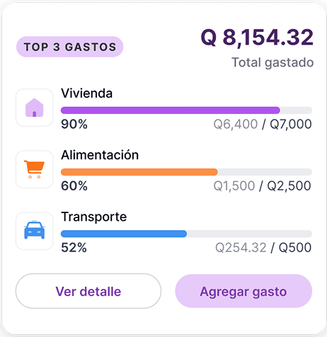 Panel para registrar primer gasto
